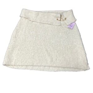 Wild Fable  Mini Skirt Ivory Gold Chain Detail Cute Warm Winter Party Outfit